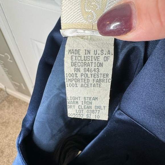 WATTERS AND WATTERS NWT Vintage Navy Satin Dress Top Rhinestone Buttons Size 10 - Picture 4 of 8